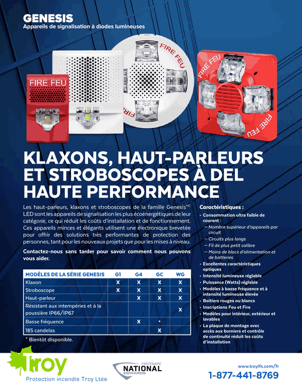Dépliant sur Appareils de signalisation à DEL Edwards Genesis à haute performance